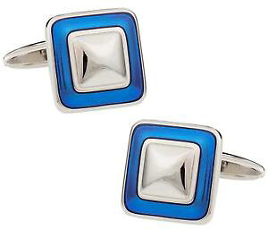 yzYANZT?@v[e[VGiJtXNreflective blue square enamel cufflinks in silver with presentation box