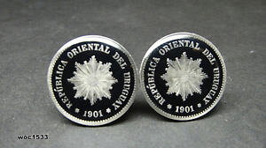 �y���������z�����Y�A�N�Z�T��?�@�E���O�A�C�R�C���J�t�X�{�^��1901 uruguay coin cufflinks 5 centesimos