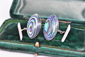 yzYANZT?@re[WX^[OVo[A[fRArJtNXvintage sterling silver cufflinks with an art deco abalone insert c627
