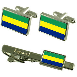 yzYANZT?@K{JtX{^^CNbv}b`O{bNXgabon flag cufflinks engraved tie clip matching box set