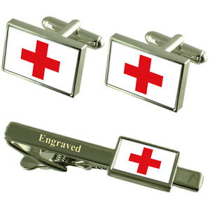 yzYANZT?@JtX{^^CNbv}b`O{bNXred cross flag cufflinks engraved tie clip matching box set