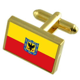 【送料無料】メンズアクセサリ—　ボゴタコロンビアゴールドフラッグカフスボタンボックスbogota city colombia gold flag cufflinks engraved box