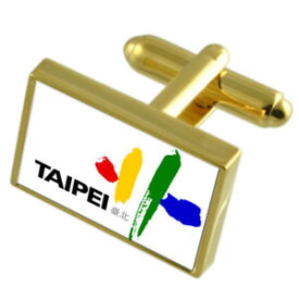 【送料無料】メンズアクセサリ—　ゴールドフラッグカフスボタンボックスtaipei city taiwan gold flag cufflinks engraved box