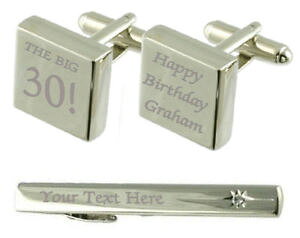 yzYANZT?@rbOJtX{^^CNbv{bNXbig 30 birthday engraved cufflinks tie clip box set