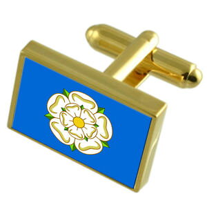yzYANZT?@[NV[tOJtXNyorkshire county england gold flag cufflinks engraved box