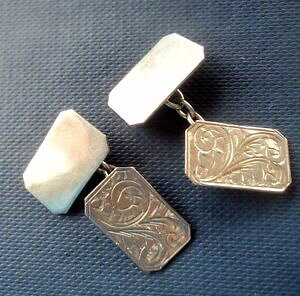 �y���������z�����Y�A�N�Z�T��?�@�r���e�[�W�V���o�[�J�t�X�{�^��vintage gents attractive silver patterned cufflinks c193050s not engraved