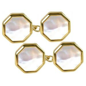 �y���������z�����Y�A�N�Z�T��?�@�p�[���`�F�[���J�t�X�����Nmother of pearl octagonal gold plate chain cufflinks