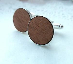 �y���������z�����Y�A�N�Z�T��?�@�v���[���}�z�K�j�[�J�t�X�{�^��luxe plain mahogany wood wooden cufflinks silver plated