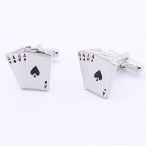 yzYANZT?@G[XJ[hJtXN}christmassilver ace cards cuff links wedding men groom best man christmas birthday gift