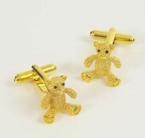 yzYANZT?@boxefB[xAJtXNcute golden teddy bear novelty cufflinks in box