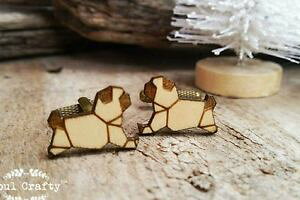 yzYANZT?@JtX{^JtNgeometric pug wooden cufflinks origami cuff links dad grooms best man groomsman