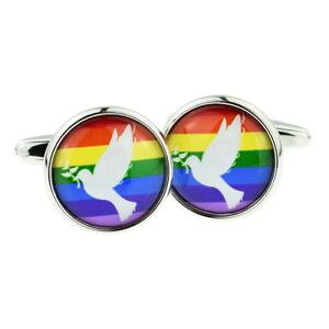 �y���������z�����Y�A�N�Z�T��?�@�{�b�N�X×�f�U�C���J�t�����N�X�_�urainbow dove of peace design cufflinks in a cufflink box x2boc352