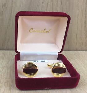 �y���������z�����Y�A�N�Z�T��?�@�r���e�[�W�{�b�N�X�L�������b�gvintage boxed camelot gold plated cuffllinks