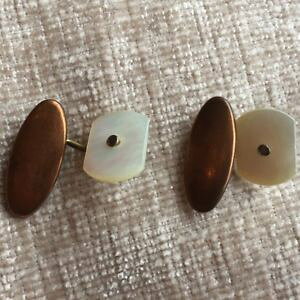 yzYANZT?@Be[WJtX{^p[Yvintage cufflinks copper colour gilt and mother of pearl mens mid century oval