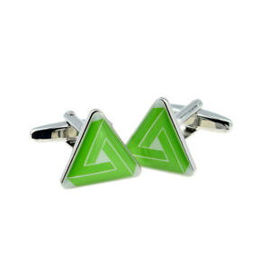 �y���������z�����Y�A�N�Z�T��?�@�N���V�b�N�V�F�C�v�J�t�X�{�^���{�b�ggreen stylised triangle classic shape cufflinks x2bot017