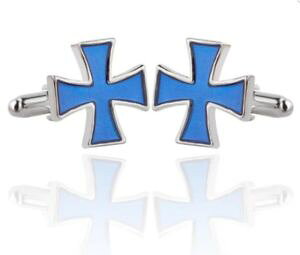 �y���������z�����Y�A�N�Z�T��?�@�e���v���}���^�N���X�J�t�X�{�^�� listing knights templar blue maltese cross cufflinks masonic heraldry free pamp;p