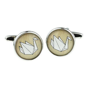 �y���������z�����Y�A�N�Z�T��?�@�{�b�N�X�f�U�C���J�t�����N�Xorigami swan design cufflinks in a cufflink box x2boc317