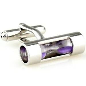 yzYANZT?@^C}[hour glass sand timer novelty cufflink party fun cool wedding gift purple time