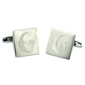 【送料無料】メンズアクセサリ? イスラムデザインカフスボタンムーンスターislamic design engraved cufflinks cresent moon and star x2boe014
