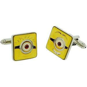 �y���������z�����Y�A�N�Z�T��?�@�M�����J�t�X�{�^��despicable me classic minions goggle head silvertone yellow cufflinks fj1588