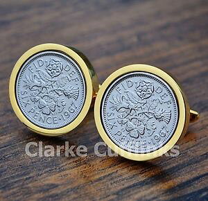 �y���������z�����Y�A�N�Z�T��?�@�R�C���J�t�X�{�^���S�[���h601958 sixpence 6d coin cufflinks gold mens 60th birthday anniversary present gift