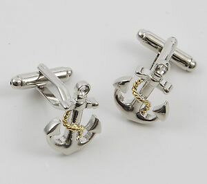 yzYANZT?@S[f[vZ[O{bNXJtNXJtX{^AJ[ ships anchor with golden rope sailing cuff links cufflinks 19978 in box