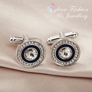 yzYANZT?@kzCgS[hbLXtXL[GgEhYJtX{^18k white gold plated made with swarovski element round shaped mens cufflinks