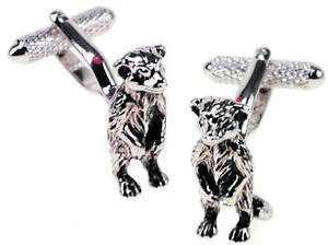 yzYANZT?@{bNXVo[JtNXnovelkty meerkat cufflinks in a polished silver finish in box