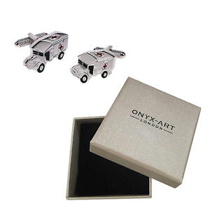 yzYANZT?@YVo[NXJtX{^IjLXA[g{bNXImens silver ambulance with red cross detail cufflinks amp; gift box by onyx art