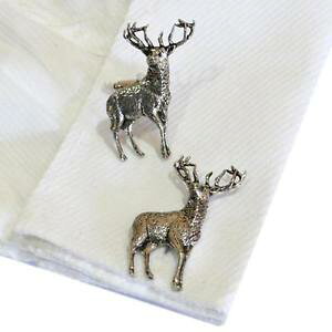 �y���������z�����Y�A�N�Z�T��?�@�V���o�[�s���[�^�[�C���O�����h�J�t�X�{�^���n���h���C�h�X�^���f�B���Osilver pewter standing stag handmade in england cufflinks stags deer country