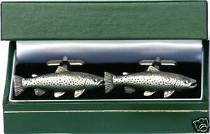 �y���������z�����Y�A�N�Z�T��?�@�u���E���g���E�g�J�t�X�{�^���{�b�N�X�t���Cbrown trout cufflinks fly fishing gift boxed