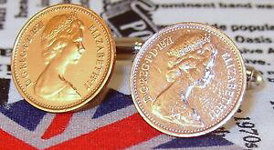 �y���������z�����Y�A�N�Z�T��?�@�{�b�N�X�y���X�R�C���J�t�����N�Xboxed 1971 half pence 12p coin cufflinks birthday anniversary wedding gift