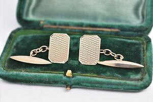�y���������z�����Y�A�N�Z�T��?�@���B���e�[�W�S�[���h�A�[���f�R�p�^�[���J�t�����N�Xvintage 9ct gold art deco cufflinks with a patterned design 365g b905