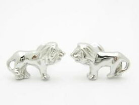 【送料無料】メンズアクセサリ—　プラチナカスタムハンドメイドライオンデザインカフスボタンブライダルplatinum sterling silver custom hand made 3d lion design cufflinks bridal gift
