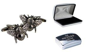 yzYANZT?@s[^[JtNXP[Xbumble honey bee pewter cufflinks in case, can be engraved personalised xwcl106