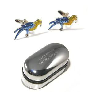 yzYANZT?@JtIEJtX{^{bNXcolourful bird parrot cufflinks amp; engraved gift box
