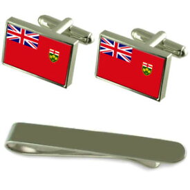 【送料無料】メンズアクセサリ—　オンタリオシルバーカフスボタンタイクリップボックスセットontario flag silver cufflinks tie clip box gift set