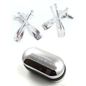 �y���������z�����Y�A�N�Z�T��?�@�{�[�g�J�t�����N�X�{�b�N�Xcrossed boat rowing oars cufflinks amp; engraved gift box