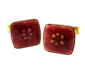 yzYANZT?@sNGiXNGAXCOJtX{^c1970s pink enamel on copper mauve square hinged cufflinks abstract