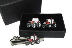 【送料無料】メンズアクセサリ—　ケーストターカフスボタンタイクリップボックスセットエナメルcase international red tractor cufflinks amp; tie clip set gift boxed enamel