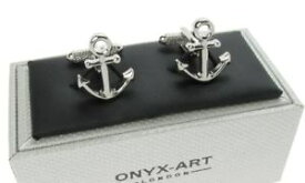 【送料無料】メンズアクセサリ—　セーリングオニキスアートボックスアンカーカフリンクスsailing ships anchor cufflinks in onyx art cufflink box