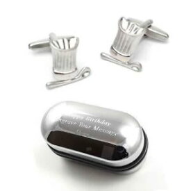 【送料無料】メンズアクセサリ—　シェフハットスプーンカフスボタンボックスchefs hat amp; spoon cufflinks amp; engraved gift box