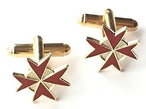 �y���������z�����Y�A�N�Z�T��?�@�}���^���b�h�G�i�����J�t�X�����Nn70knights of malta crested red enamel crested cufflinks n70 gift boxed