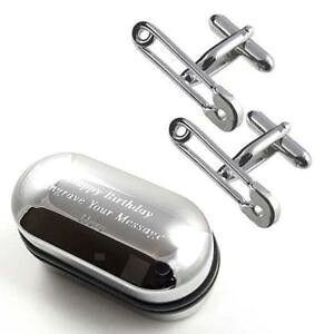 �y���������z�����Y�A�N�Z�T��?�@�Z�[�t�e�B�s���J�t�X�{�^���{�b�N�Xsafety pin cufflinks amp; engraved gift box