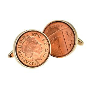 yzYANZT?@[YS[hyXRC{bNX×JtNXrose gold plated cufflinks with polished one pence coin boxed x2n9972rg1pcbox
