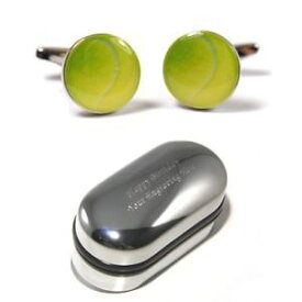 【送料無料】メンズアクセサリ—　テニスグリーンテニスボールカフリンクスボックスtennis players, green tennis ball cufflinks amp; engraved gift box