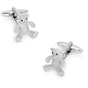 yzYANZT?@Vo[efBxAJtNXsilver textured teddy bear cufflinks