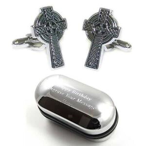 �y���������z�����Y�A�N�Z�T��?�@�Z���e�B�b�N�N���X�J�t�X�{�^���{�b�N�Xceltic cross cufflinks amp; engraved gift box
