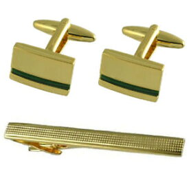 【送料無料】メンズアクセサリ—　マラカイトゴールドカフリンクスタイクリップgreen malachite gold cufflinks gift set with tie clip 65mm