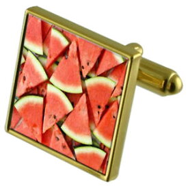 【送料無料】メンズアクセサリ—　ウォーターメロンカフスボタンクリスタルタイクリップセットwater melon goldtone cufflinks crystal tie clip gift set